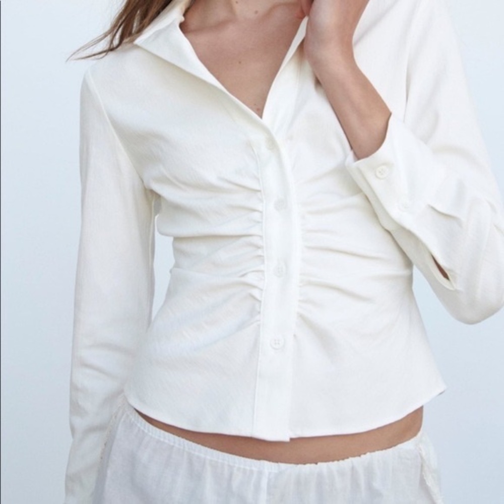 Zara Ruched Button-Up